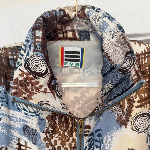 EVR Vintage 100% Silk Bomber Jacket Art Deco Abstract Print M - Picture 2 of 10